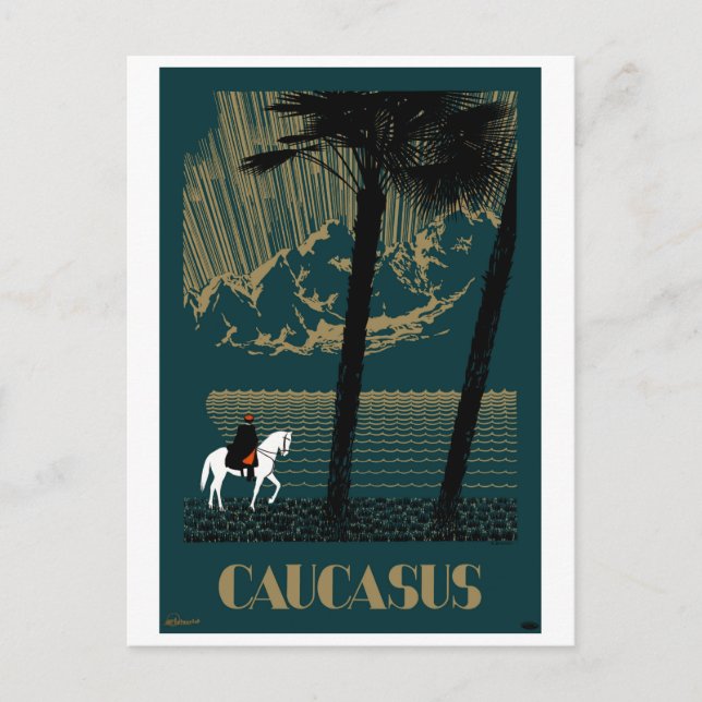 Kaukasus Vintage resor Poster återställd Vykort (Framsida)