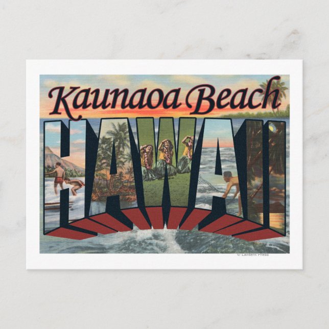 Kaunaoa Beach, Hawaii - Stora bokstavsscener Vykort (Framsida)