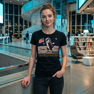 Kavajkatten på Månen Astronaut Rolig Retro T-Shirt