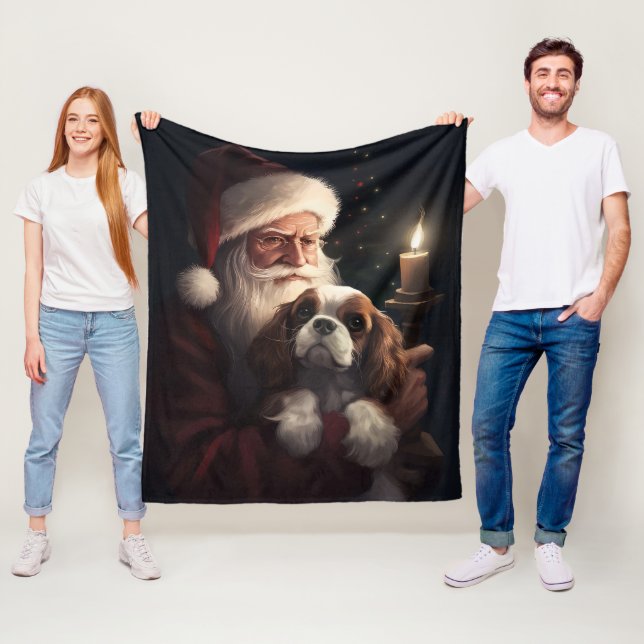 Kavaljerkonung med Tomte Julfirande jul Fleecefilt (På plats)