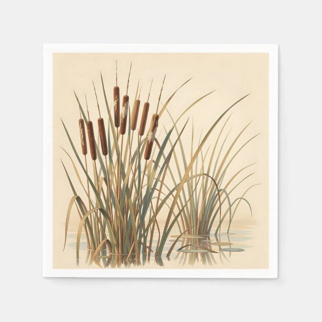 Kavelduns våtmarksbotaniska illustration pappersservett (Framsidan)