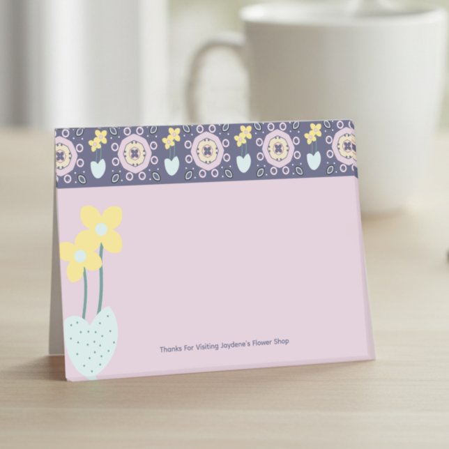 Kawaai Pastellblommor Post-it Block (Adorable kawaii post it notes with a custom message at the bottom. Home or work.)