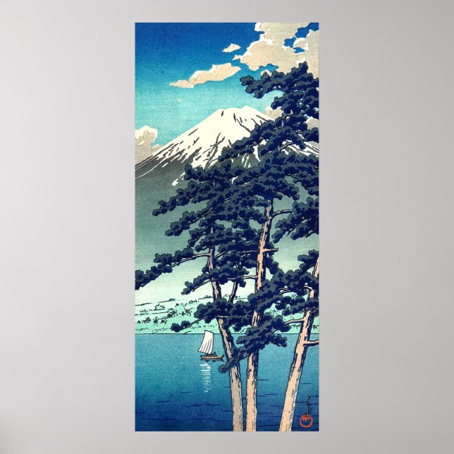 Kawaguchi Sjö Kawase Hasui 1931 Poster (Framsidan)