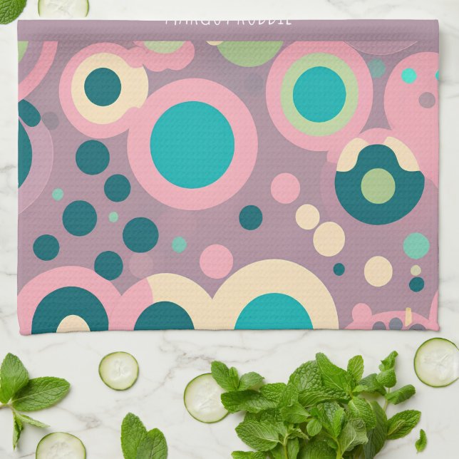 Kawai Circle Rosa Navy Isometric Mönster Kökshandduk (Vikta)