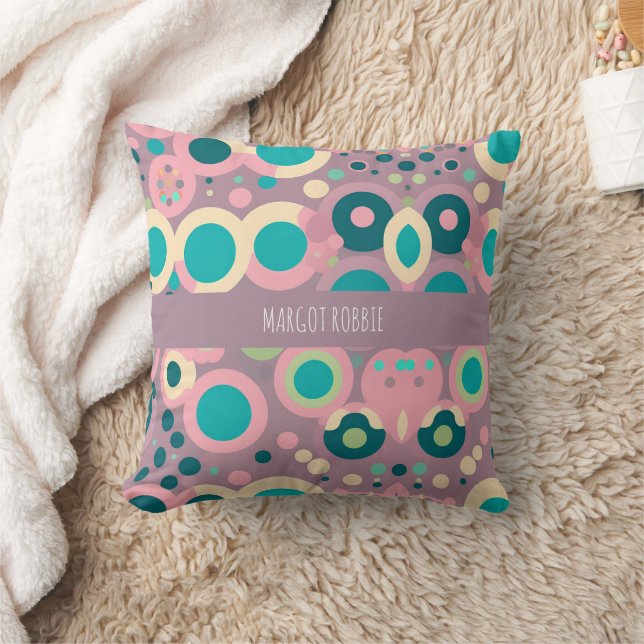 Kawai Circle Rosa Navy Isometric Mönster Kudde (Filt)