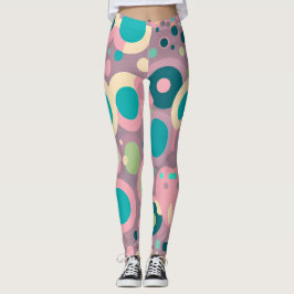 Kawai Circle Rosa Navy Isometric Mönster Leggings