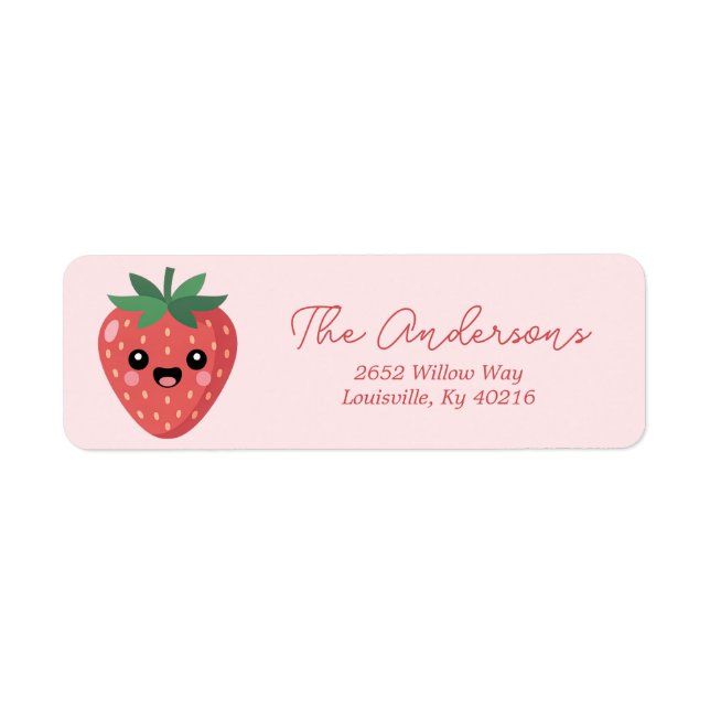 Kawai Strawberry Return Address Returadress Etikett (Framsidan)