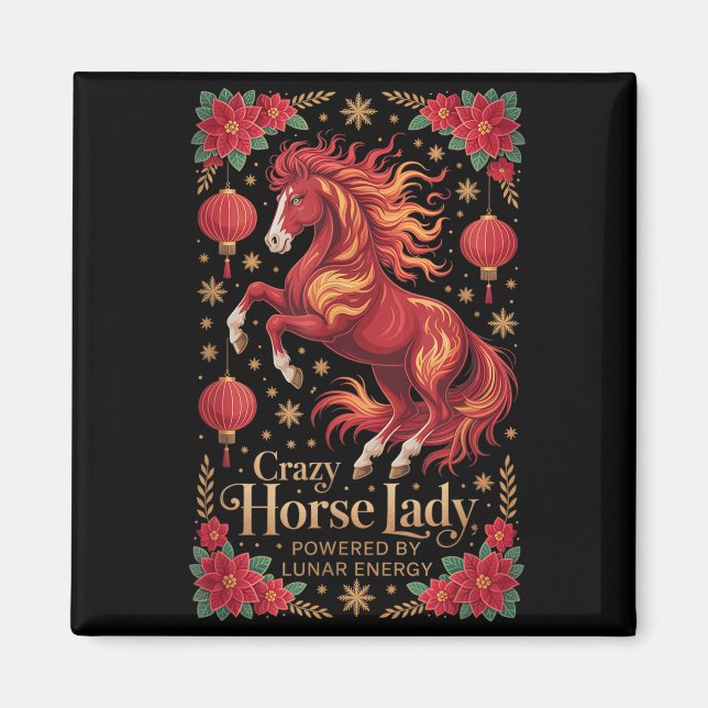 Kawaii 2026 Crazy Horse Lady Driven Lunar Energi  Magnet (Framsidan)