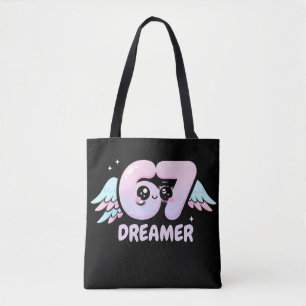 Kawaii "67 Dreamer" – Sött Pastell Ängel Nummer Tygkasse
