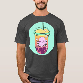 Kawaii Adsible Octopus Boba Cute Bubble Iced Tea T Shirt