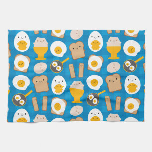 Kawaii ägg för frukost kökshandduk