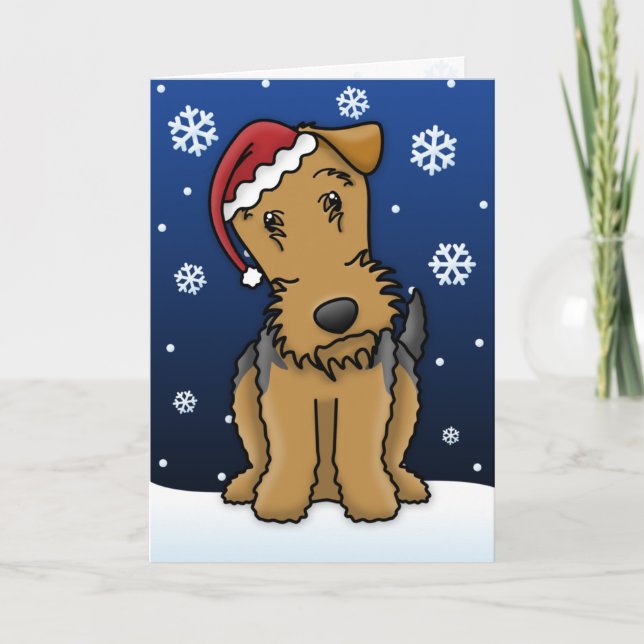 Kawaii Airedale Terrier-julkort Helgkort (Framsida)