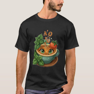 Kawaii Alfabetssoppa med söta ögon och örter T Shirt
