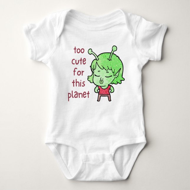 Kawaii Alien Art To Cute för den här planeten T Shirt (Framsida)