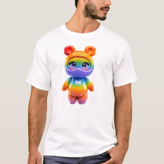 Kawaii Alien Karaktär Regnbåge Söt Flytande Skapa T Shirt