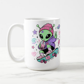 Kawaii Alien Skater Bubble Te Design Kaffemugg