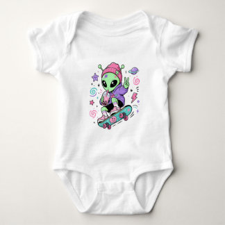 Kawaii Alien Skater Bubble Tea Design T Shirt
