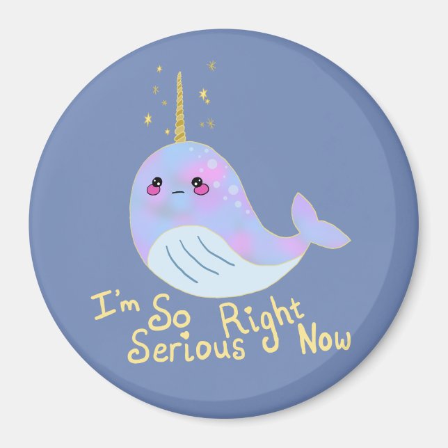 Kawaii Allvarlig Narval Magnet (Framsidan)