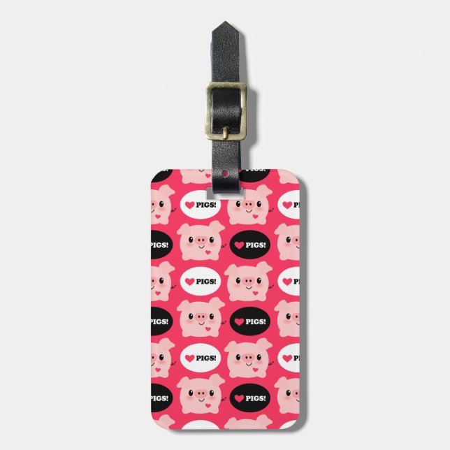 Kawaii älskar jag grisar bagagebricka (Vertikal Framsida)
