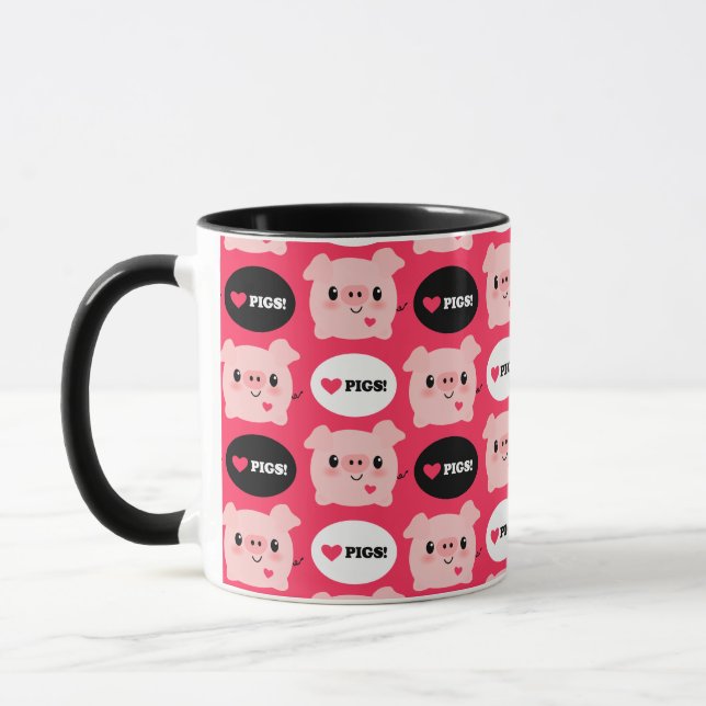Kawaii älskar jag grisar mugg (Vänster)