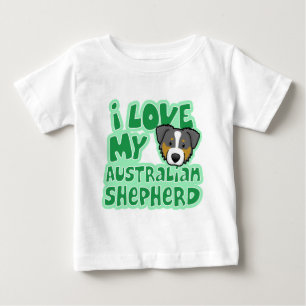 Kawaii älskar jag min Tri färgaustralian shepher T Shirt