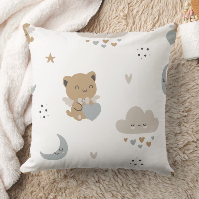 Kawaii Ängel Katter & Moln (1) Kudde (Filt)