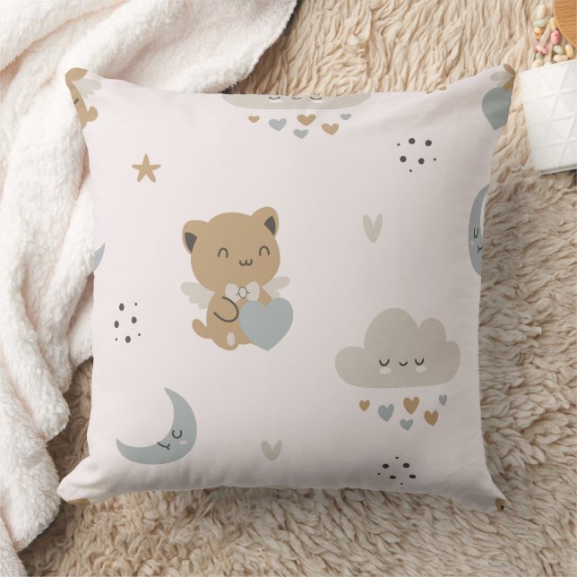 Kawaii Ängel Katter & Moln (2) Kudde (Filt)