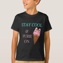 Kawaii Anim Cat Ice Cream Art T-Shirt