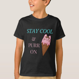Kawaii Anim Cat Ice Cream Art T-Shirt