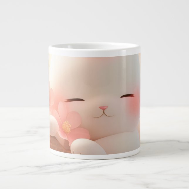 "Kawaii Animal Coffee Mugg - Cute  Cat Design" Jumbo Mugg (Framsidan)