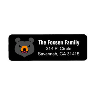 Kawaii Animal Lover Tecknad Black Bear Returadress Etikett