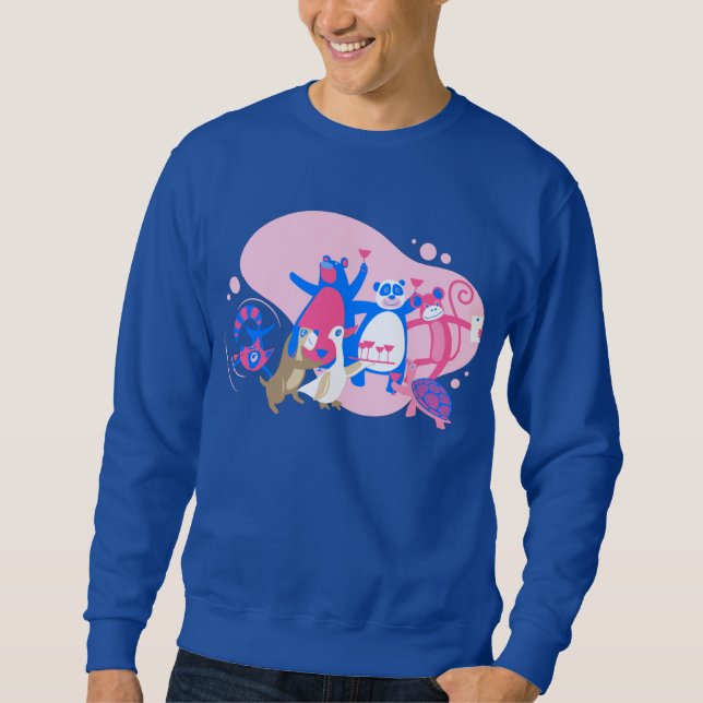 Kawaii animal party selfie roligt lång ärmad tröja (Framsida)