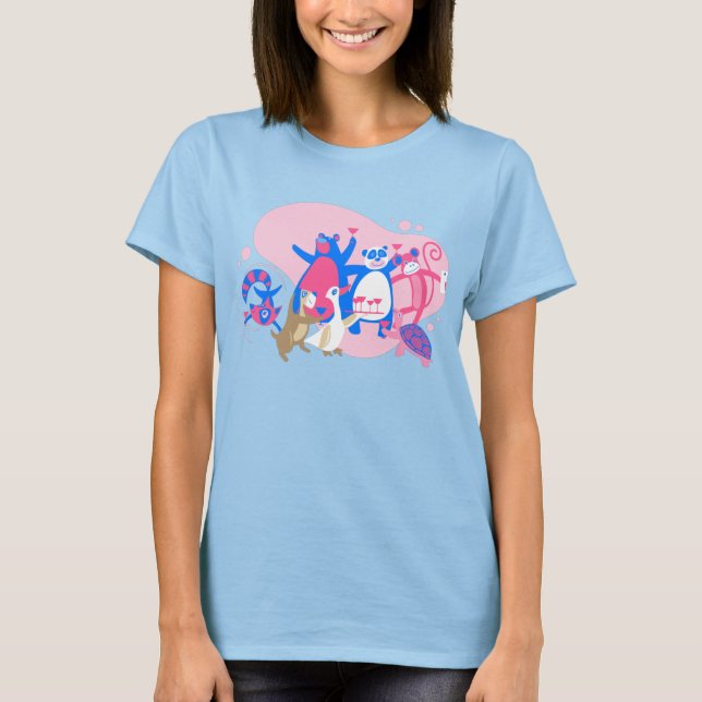 Kawaii animal party selfie roligt t shirt (Framsida)