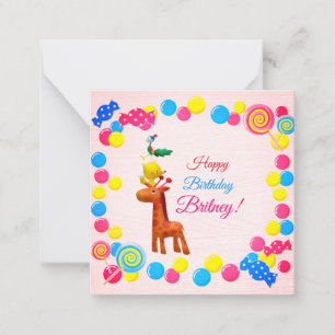 Kawaii Animal Torn Birthday Flattday Note Card Anteckningskort
