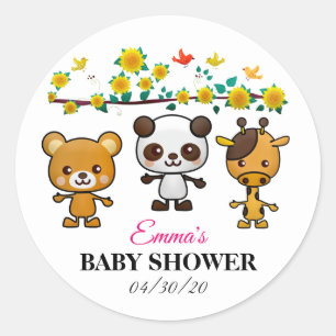 Kawaii Animals Baby Shower_GC - Sticker Runt Klistermärke
