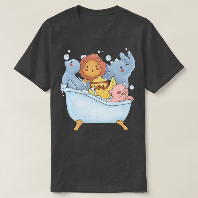 Kawaii Animals Seal, Lion, Pig, Duck, Elephant Bat T Shirt (Design framsida)