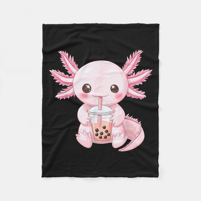 Kawaii Anime Axolotl Boba  Fleecefilt (Framsidan)