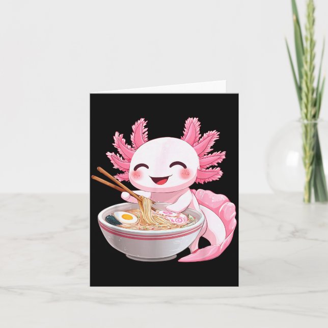 Kawaii Anime Axolotl Ramen  Kort (Framsida)