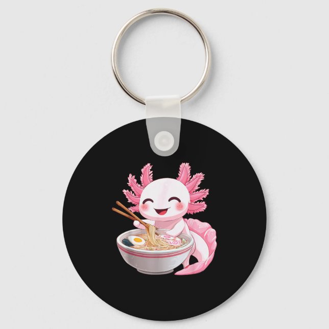 Kawaii Anime Axolotl Ramen  Nyckelring (Framsida)