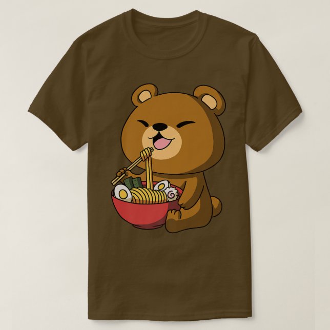 Kawaii Anime Bear Asian Noodles Japanska Ramen 559 T Shirt (Design framsida)