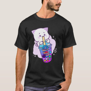 Kawaii Anime Boba Galaxy Cat Planet Tea Cute Kitte T Shirt