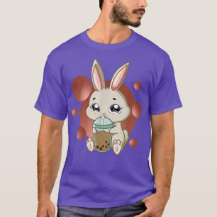 Kawaii Anime Bunny Drinking Boba Bubble Tea Rabbit T Shirt