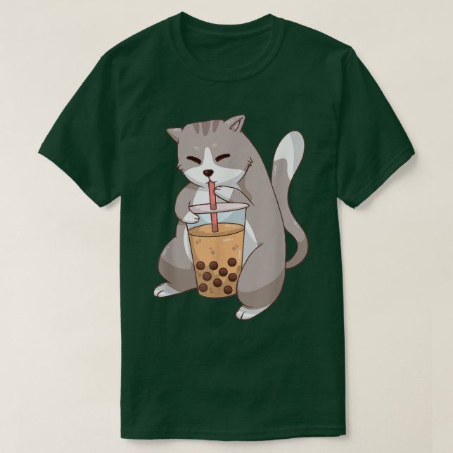 Kawaii Anime Cat Boba Tea Cute Kitten Cat Neko Bub T Shirt (Design framsida)