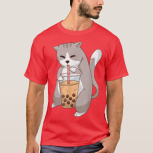 Kawaii Anime Cat Boba Tea Cute Kitten Neko Bub T Shirt
