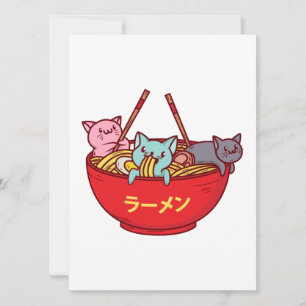 Kawaii Anime Cat Funny Adsible Japanska Ramen Julkort