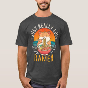 Kawaii Anime Cat Gift Girls Kärlek Ramen Japansk F T Shirt