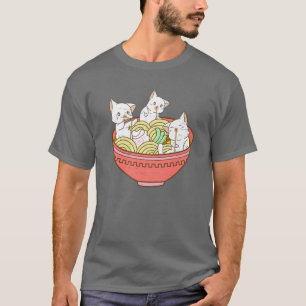 Kawaii Anime Cat Japanska Ramen Noodles - Kitten V T Shirt