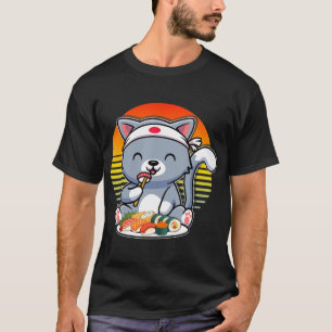 Kawaii Anime Cat Otaku japanska Sushi Gift Girls K T Shirt
