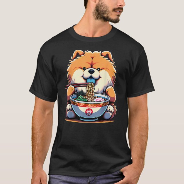 Kawaii Anime Chow Chow Dog Ramen T Shirt (Framsida)