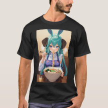 Kawaii Anime Elephant Girl ätande Ramen